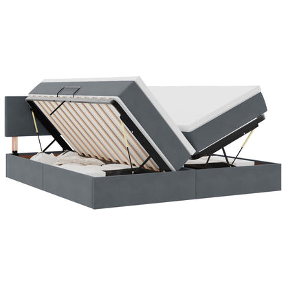 Bett mit LED-Lichtleisten Dunkelgrau 200 x 200 cm Samt