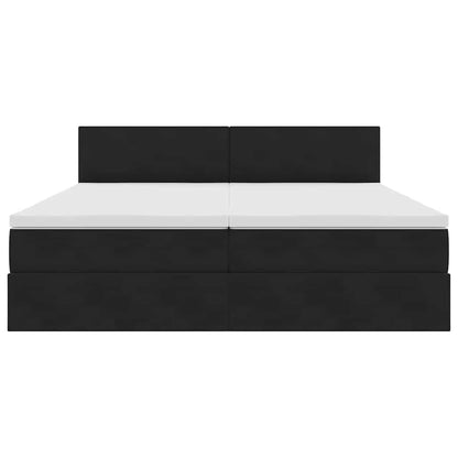 vidaXL Bett mit LED-Lichtleisten Schwarz 200 x 200 cm Samt