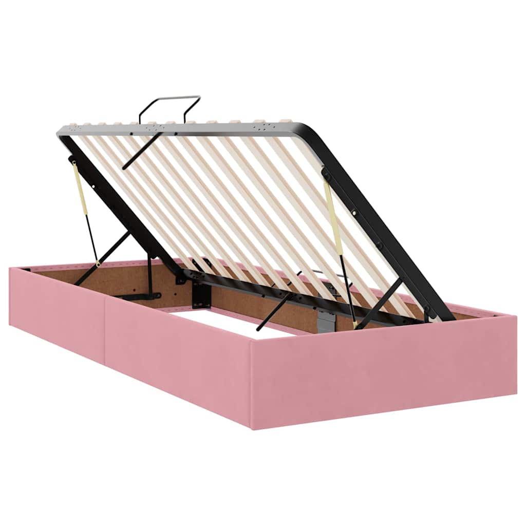 vidaXL Bett mit LED-Lichtleisten mit Kopfteil Rosa 200 x 200 cm Samt