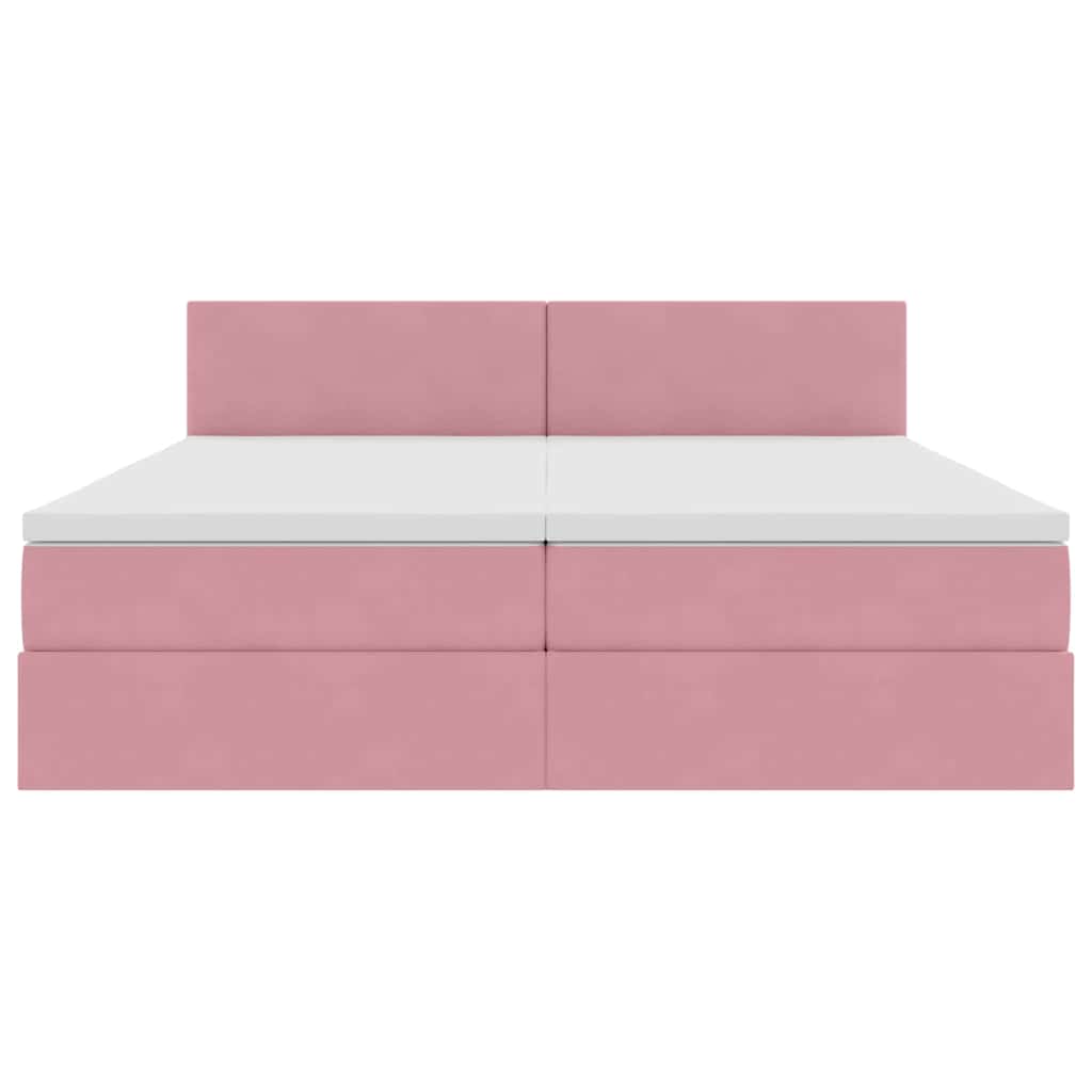 vidaXL Bett mit LED-Lichtleisten mit Kopfteil Rosa 200 x 200 cm Samt