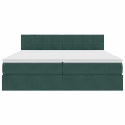 vidaXL Bett mit LED-Lichtleisten Dunkelgrün 180 x 200 cm Samt
