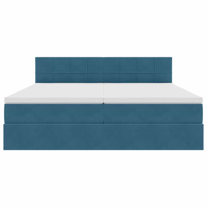 vidaXL Bett mit LED-Lichtleisten Dunkelblau 180 x 200 cm Samt