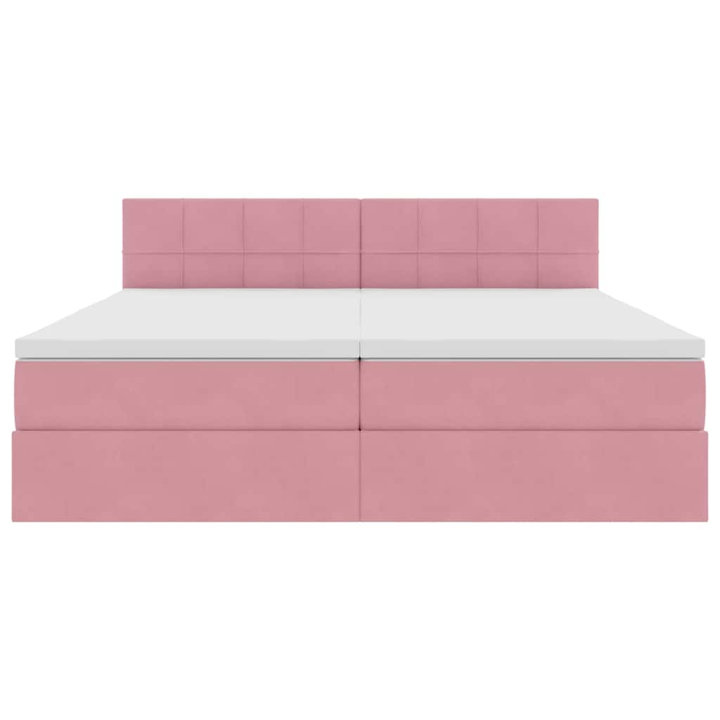 vidaXL Bett mit LED-Lichtleisten mit Kopfteil Rosa 180 x 200 cm Samt