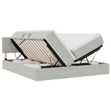 vidaXL Bett mit LED-Lichtleisten Hellgrau 200 x 200 cm Samt