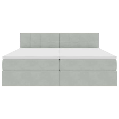 vidaXL Bett mit LED-Lichtleisten Hellgrau 200 x 200 cm Samt