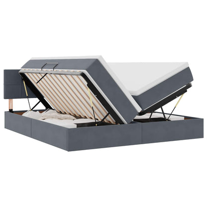 vidaXL Bett mit LED-Lichtleisten Dunkelgrau 200 x 200 cm Samt