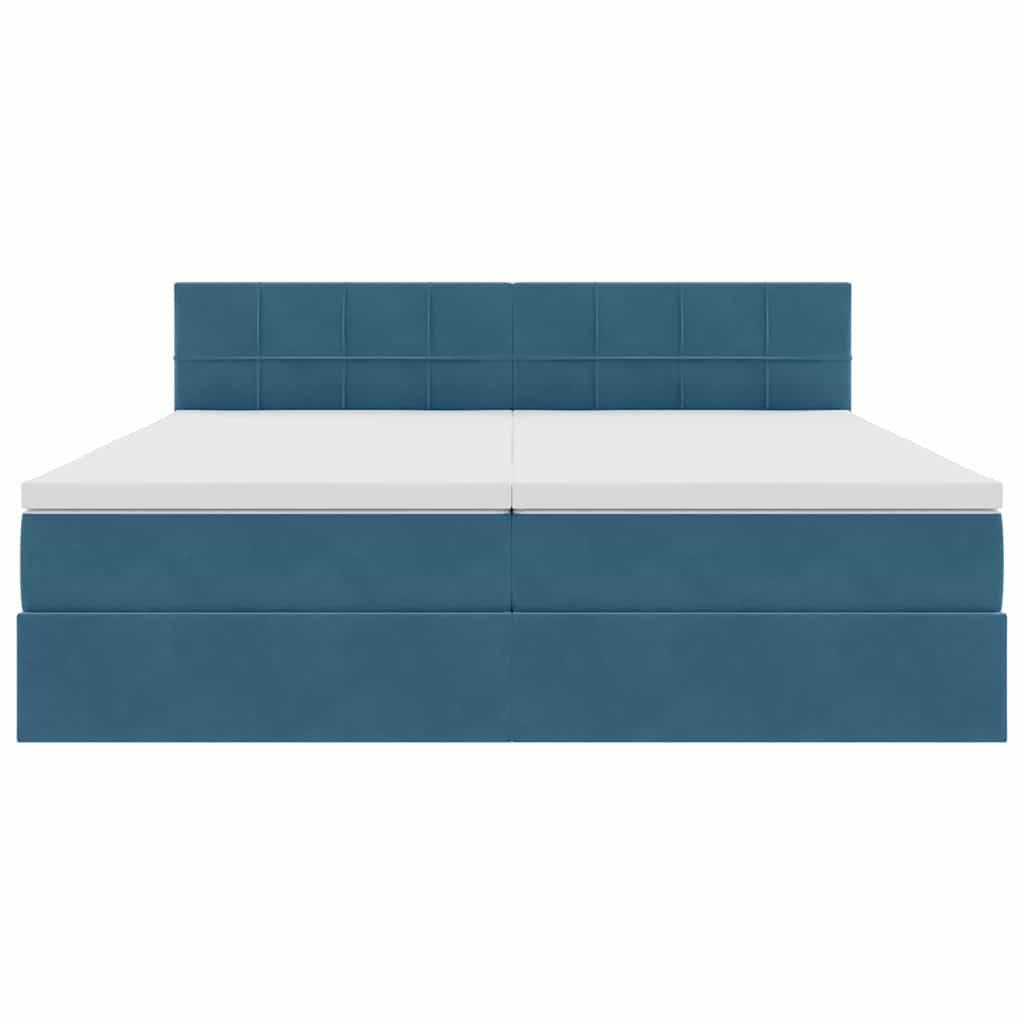 vidaXL Bett mit LED-Lichtleisten Dunkelblau 200 x 200 cm Samt