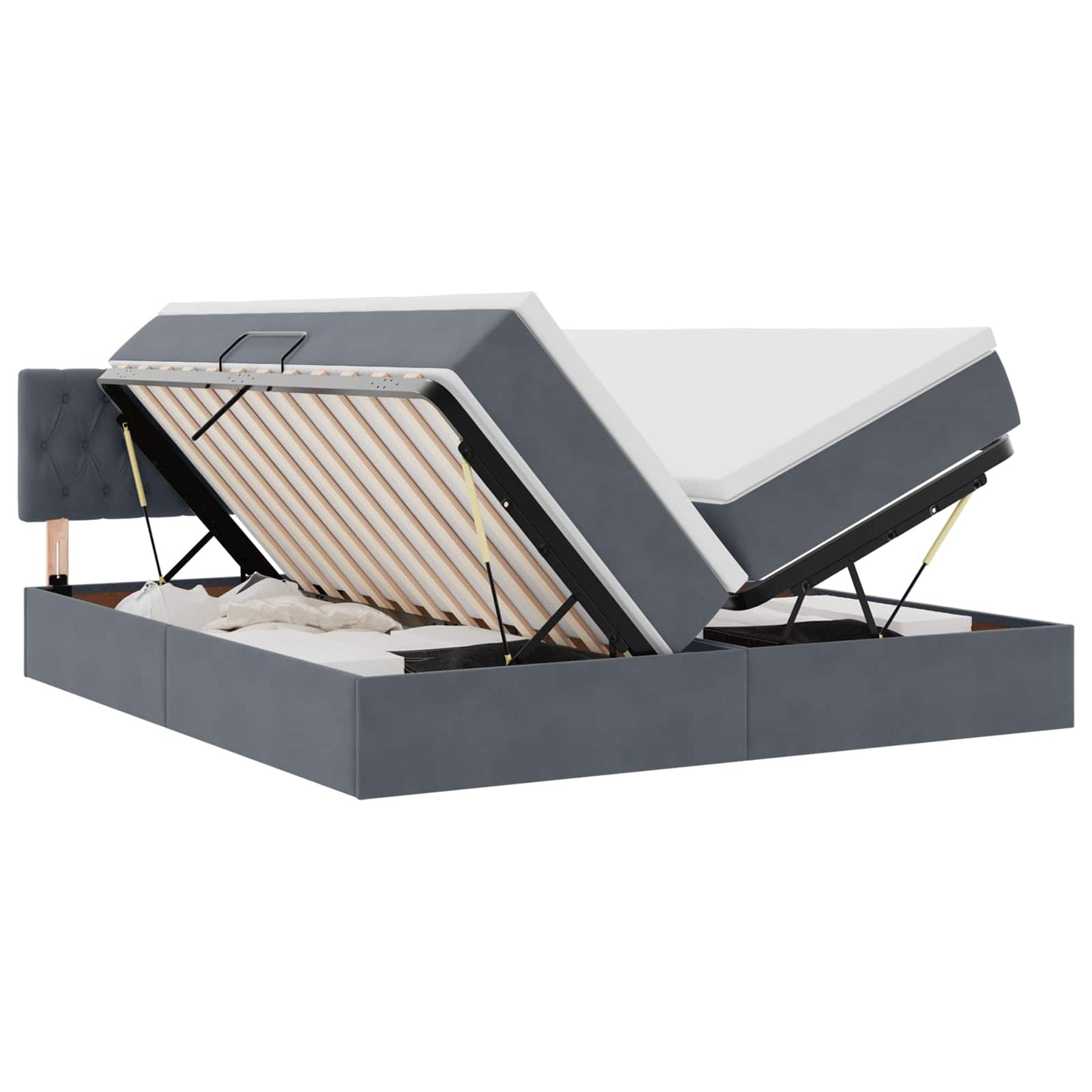 Bett mit LED-Lichtleisten Dunkelgrau 180 x 200 cm Samt