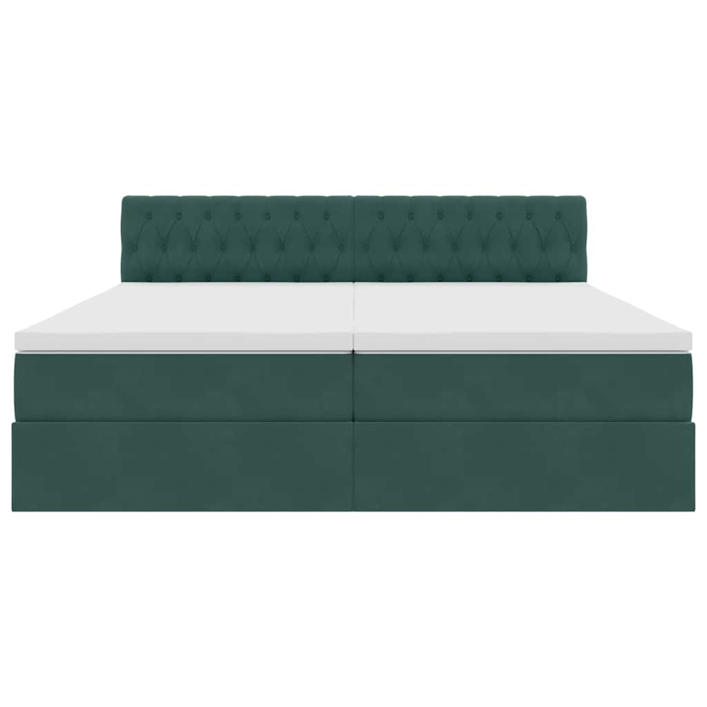 vidaXL Bett mit LED-Lichtleisten Dunkelgrün 180 x 200 cm Samt