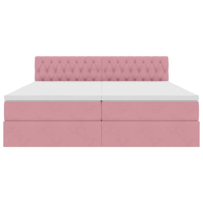 vidaXL Bett mit LED-Lichtleisten mit Kopfteil Rosa 180 x 200 cm Samt
