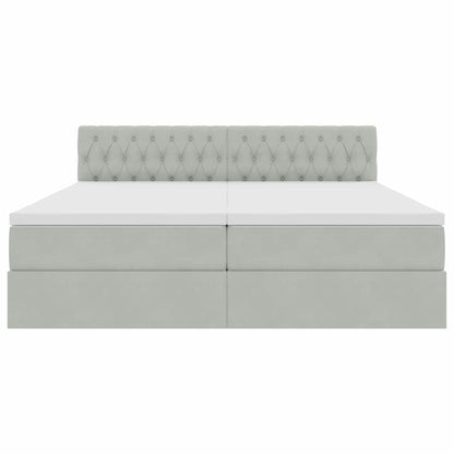 vidaXL Bett mit LED-Lichtleisten Hellgrau 200 x 200 cm Samt