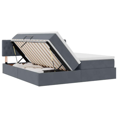 vidaXL Bett mit LED-Lichtleisten Dunkelgrau 200 x 200 cm Samt