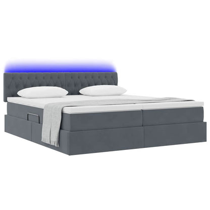 vidaXL Bett mit LED-Lichtleisten Dunkelgrau 200 x 200 cm Samt
