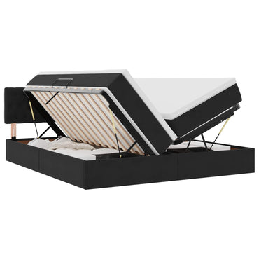 vidaXL Bett mit LED-Lichtleisten Schwarz 200 x 200 cm Samt