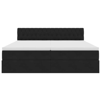 vidaXL Bett mit LED-Lichtleisten Schwarz 200 x 200 cm Samt