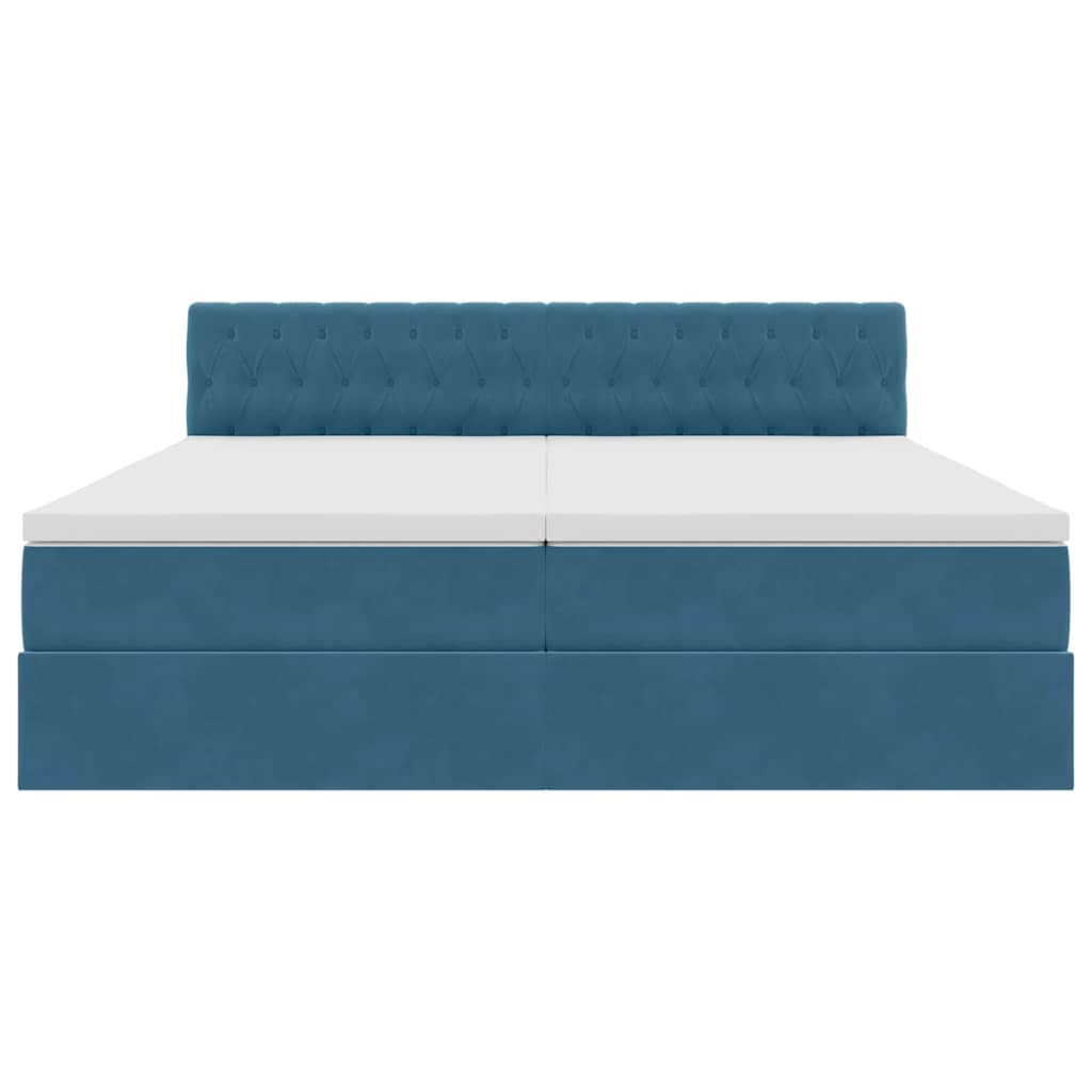 vidaXL Bett mit LED-Lichtleisten Dunkelblau 200 x 200 cm Samt