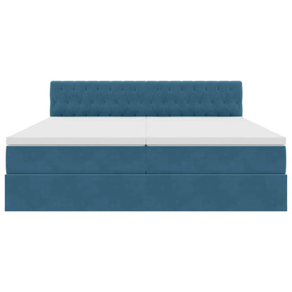 vidaXL Bett mit LED-Lichtleisten Dunkelblau 200 x 200 cm Samt
