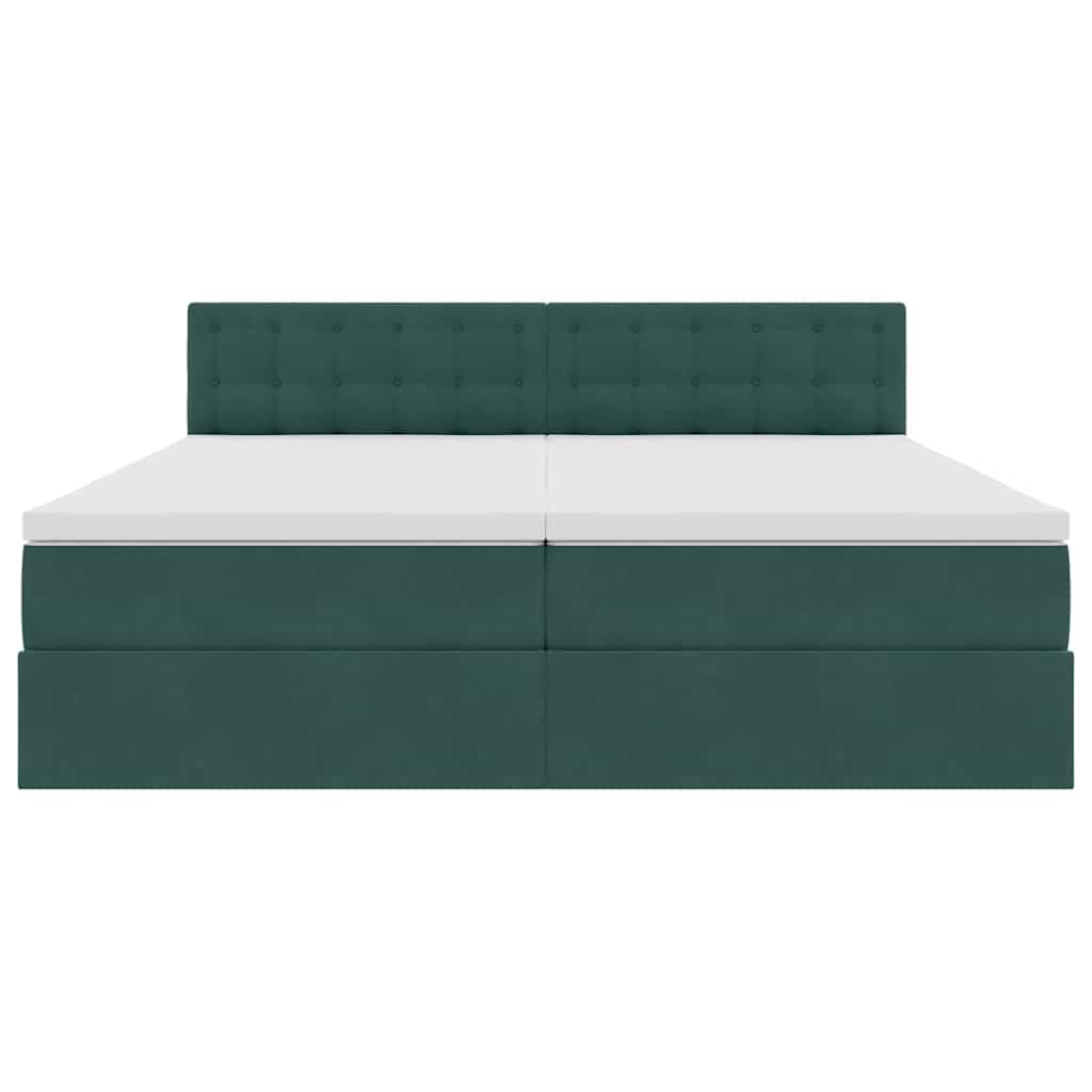 vidaXL Bett mit LED-Lichtleisten Dunkelgrün 180 x 200 cm Samt