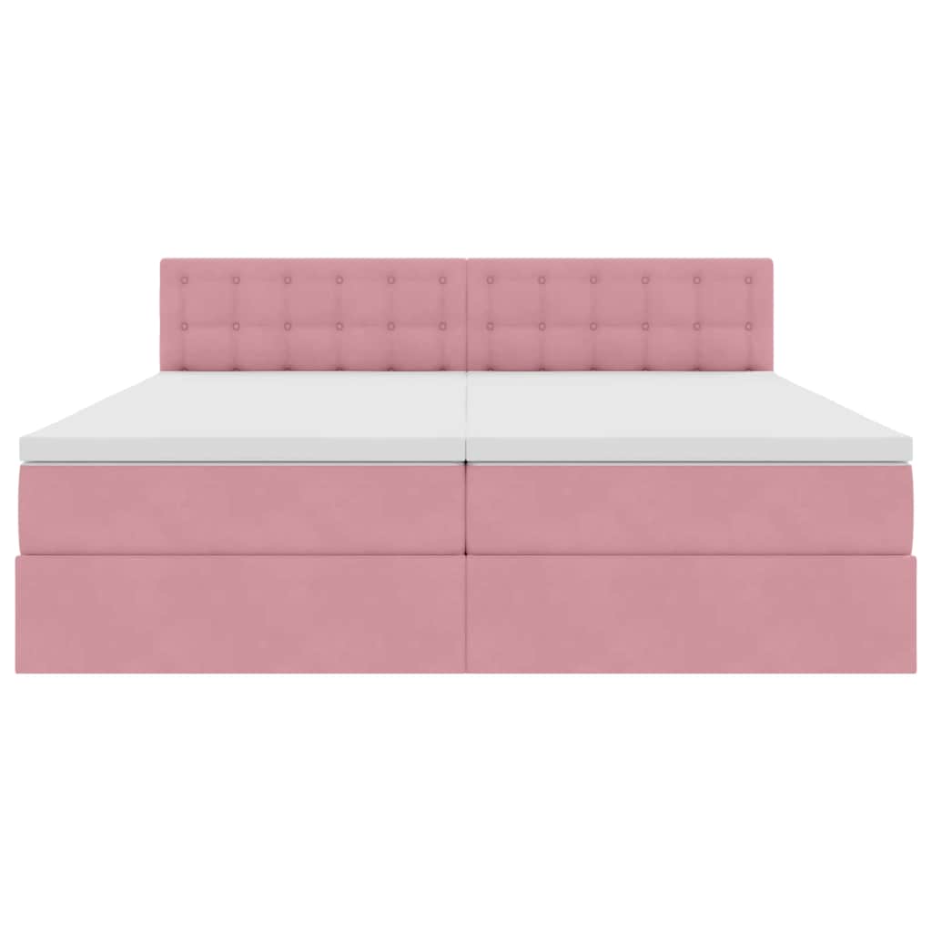 vidaXL Bett mit LED-Lichtleisten mit Kopfteil Rosa 180 x 200 cm Samt