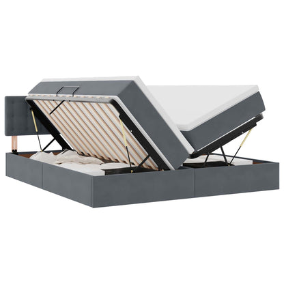 vidaXL Bett mit LED-Lichtleisten Dunkelgrau 200 x 200 cm Samt