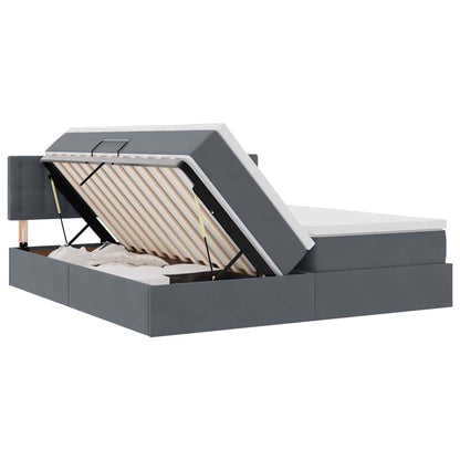 vidaXL Bett mit LED-Lichtleisten Dunkelgrau 200 x 200 cm Samt