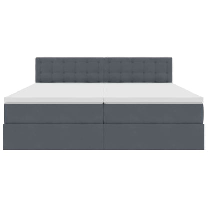vidaXL Bett mit LED-Lichtleisten Dunkelgrau 200 x 200 cm Samt