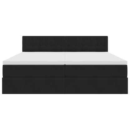 vidaXL Bett mit LED-Lichtleisten Schwarz 200 x 200 cm Samt