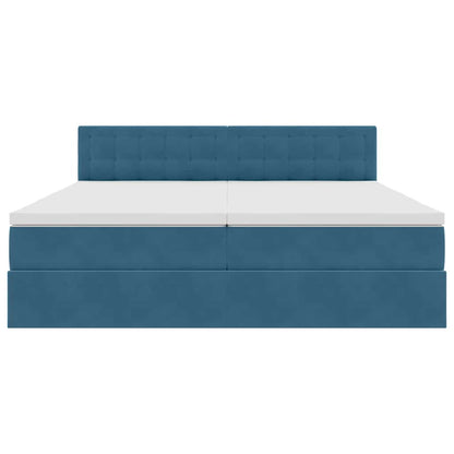 vidaXL Bett mit LED-Lichtleisten Dunkelblau 200 x 200 cm Samt