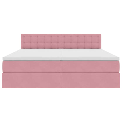 vidaXL Bett mit LED-Lichtleisten mit Kopfteil Rosa 200 x 200 cm Samt