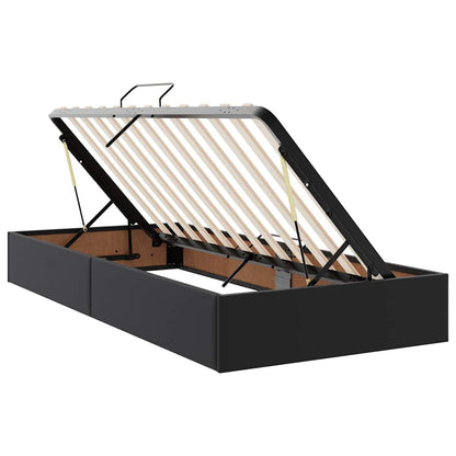 Aufbewahrungsbett mit Matratze Schwarz 100 x 200 cm Kunstleder