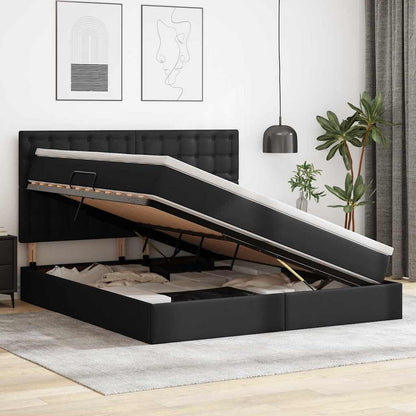 Aufbewahrungsbett mit Matratze Schwarz 160 x 200 cm Kunstleder