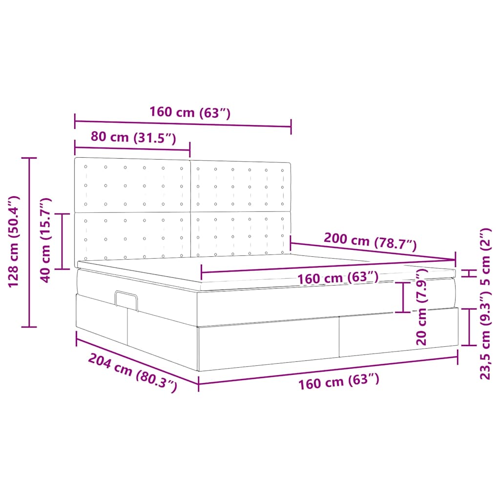 Aufbewahrungsbett mit Matratze Schwarz 160 x 200 cm Kunstleder