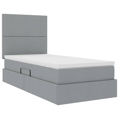 Aufbewahrungsbett mit Matratze Hellgrau 90 x 190 cm Polyester