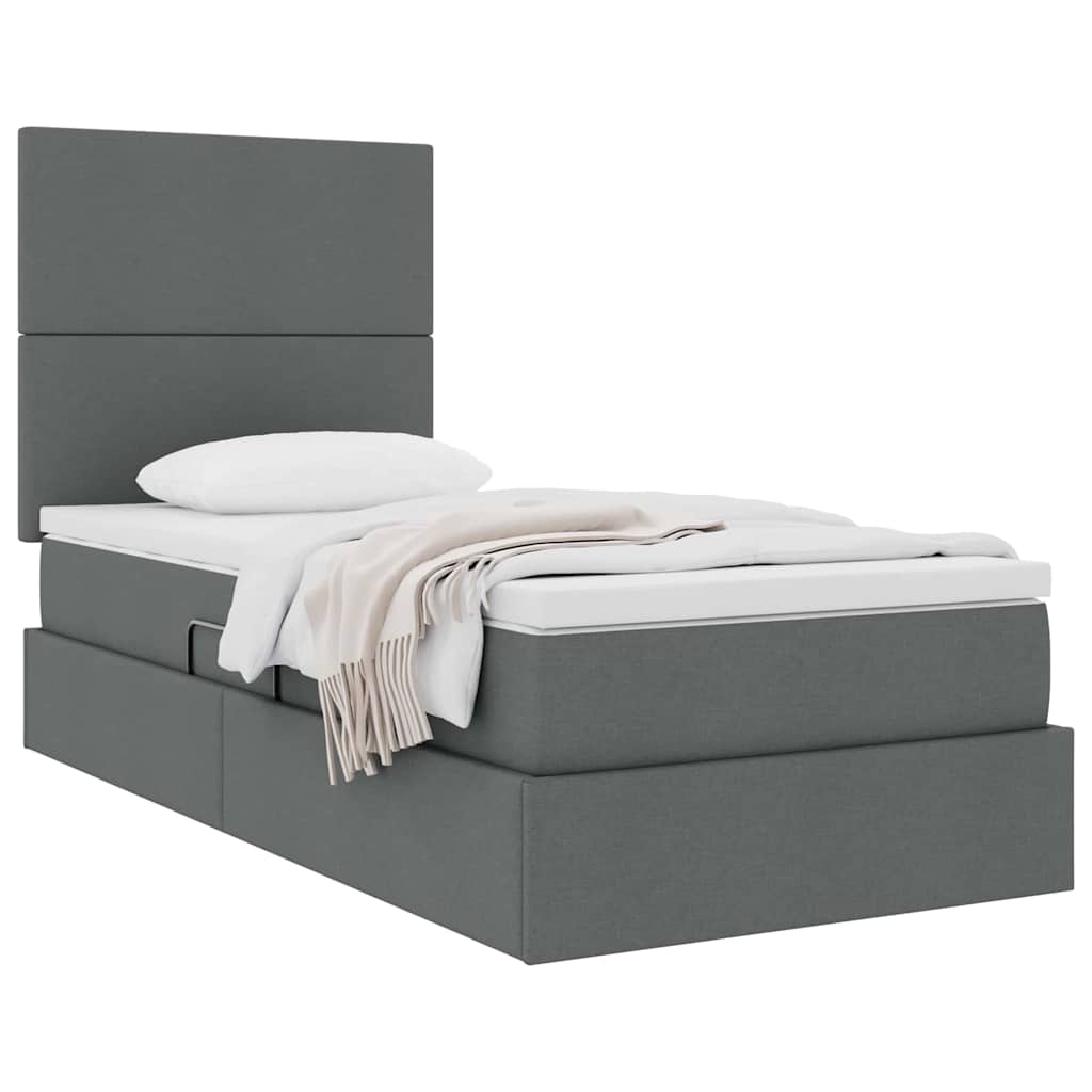 vidaXL Aufbewahrungsbett mit Matratze Dunkelgrau 90 x 190 cm Polyester