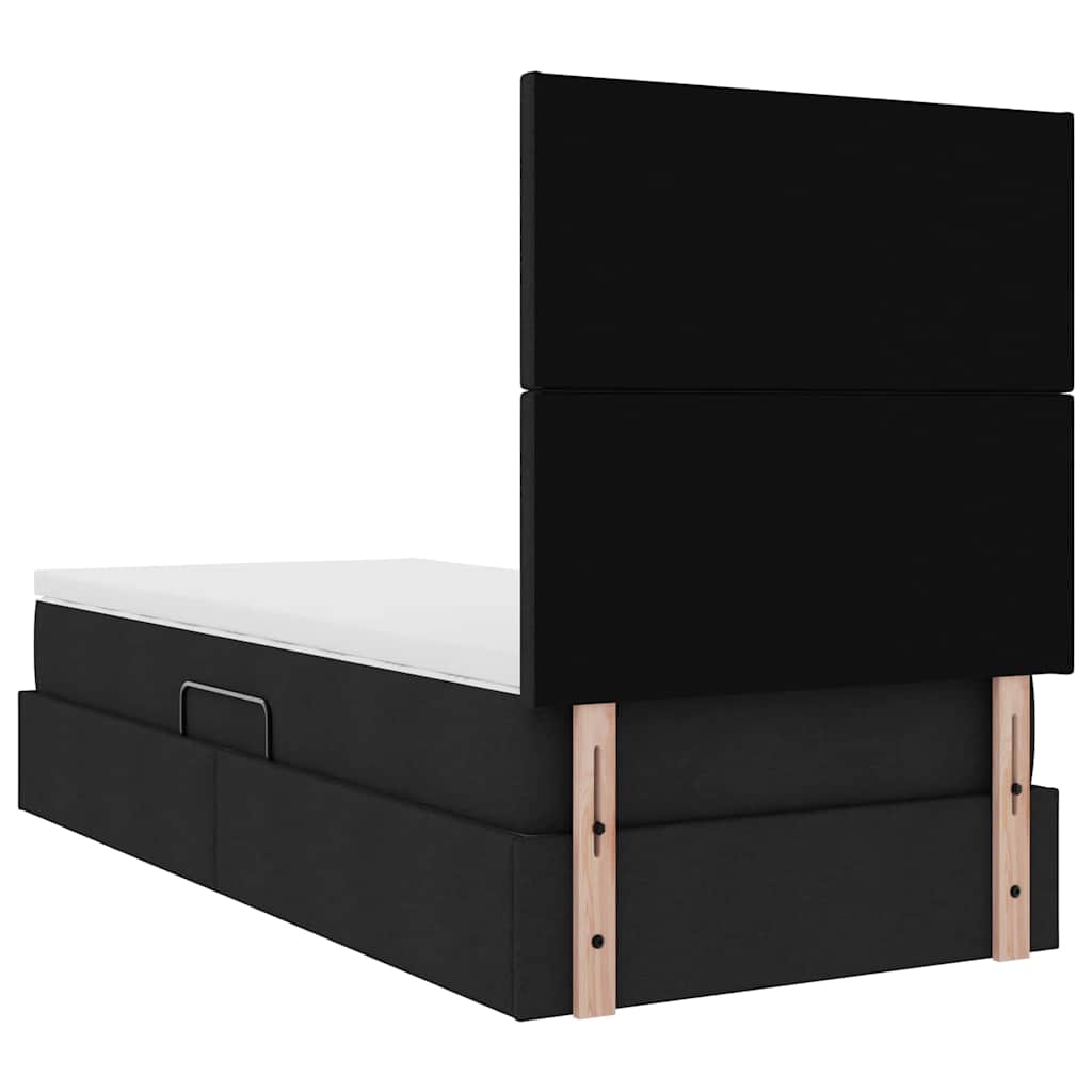 Aufbewahrungsbett mit Matratze Schwarz 90 x 200 cm Polyester