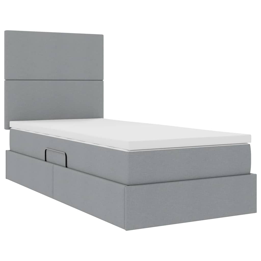 vidaXL Aufbewahrungsbett mit Matratze Hellgrau 100 x 200 cm Polyester