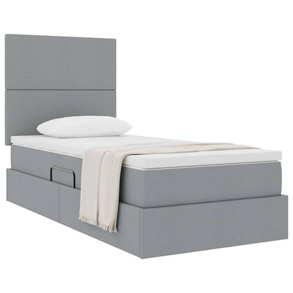 vidaXL Aufbewahrungsbett mit Matratze Hellgrau 100 x 200 cm Polyester