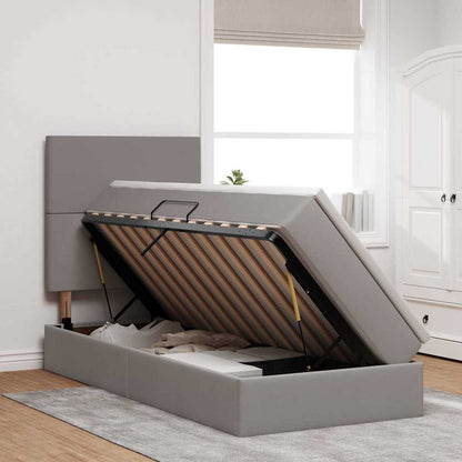 vidaXL Aufbewahrungsbett mit Matratze Taupe 100 x 200 cm Polyester