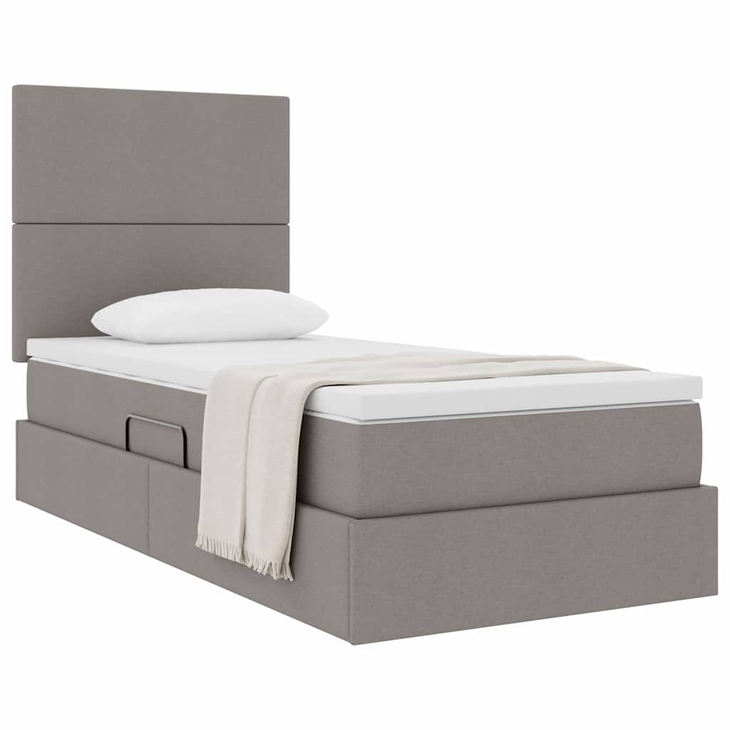 vidaXL Aufbewahrungsbett mit Matratze Taupe 100 x 200 cm Polyester