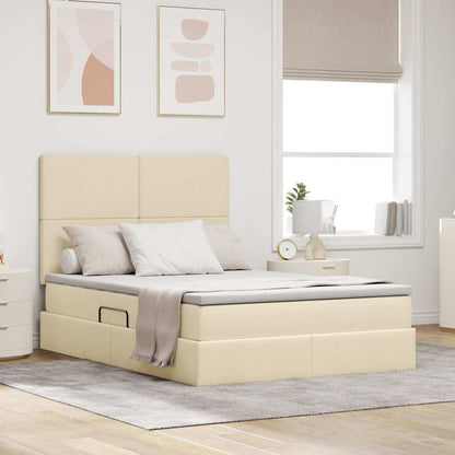 vidaXL Aufbewahrungsbett mit Matratze Creme 140 x 190 cm Polyester