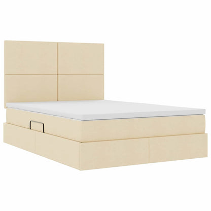 vidaXL Aufbewahrungsbett mit Matratze Creme 140 x 190 cm Polyester