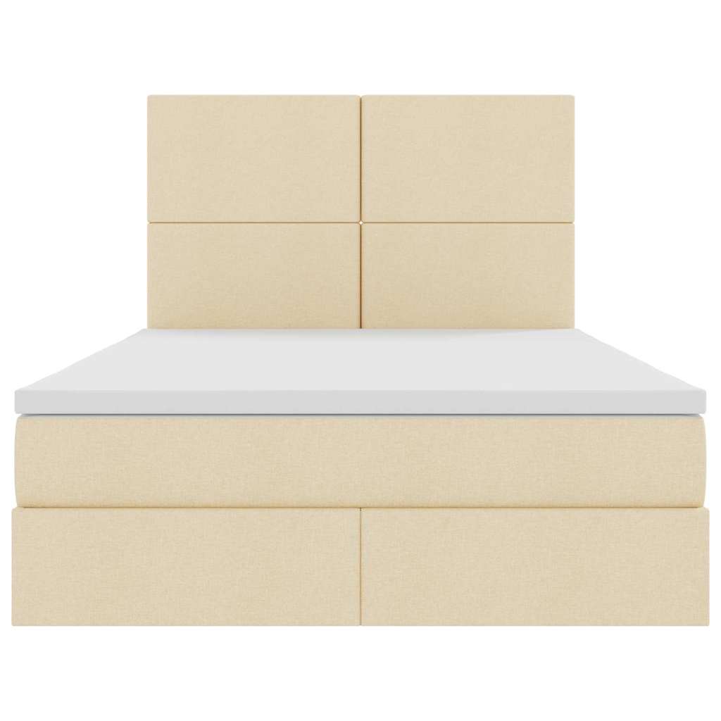 vidaXL Aufbewahrungsbett mit Matratze Creme 140 x 190 cm Polyester