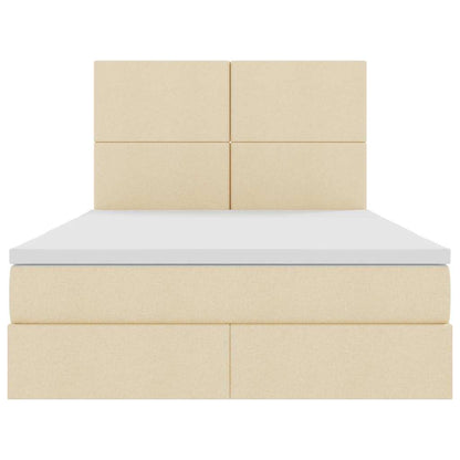 vidaXL Aufbewahrungsbett mit Matratze Creme 140 x 190 cm Polyester