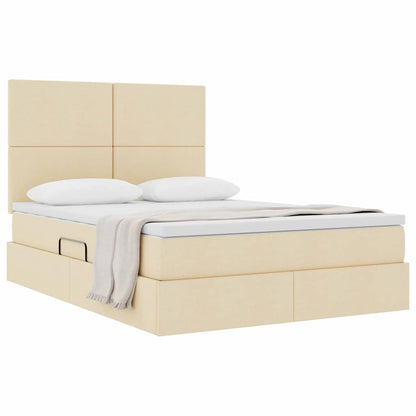vidaXL Aufbewahrungsbett mit Matratze Creme 140 x 190 cm Polyester