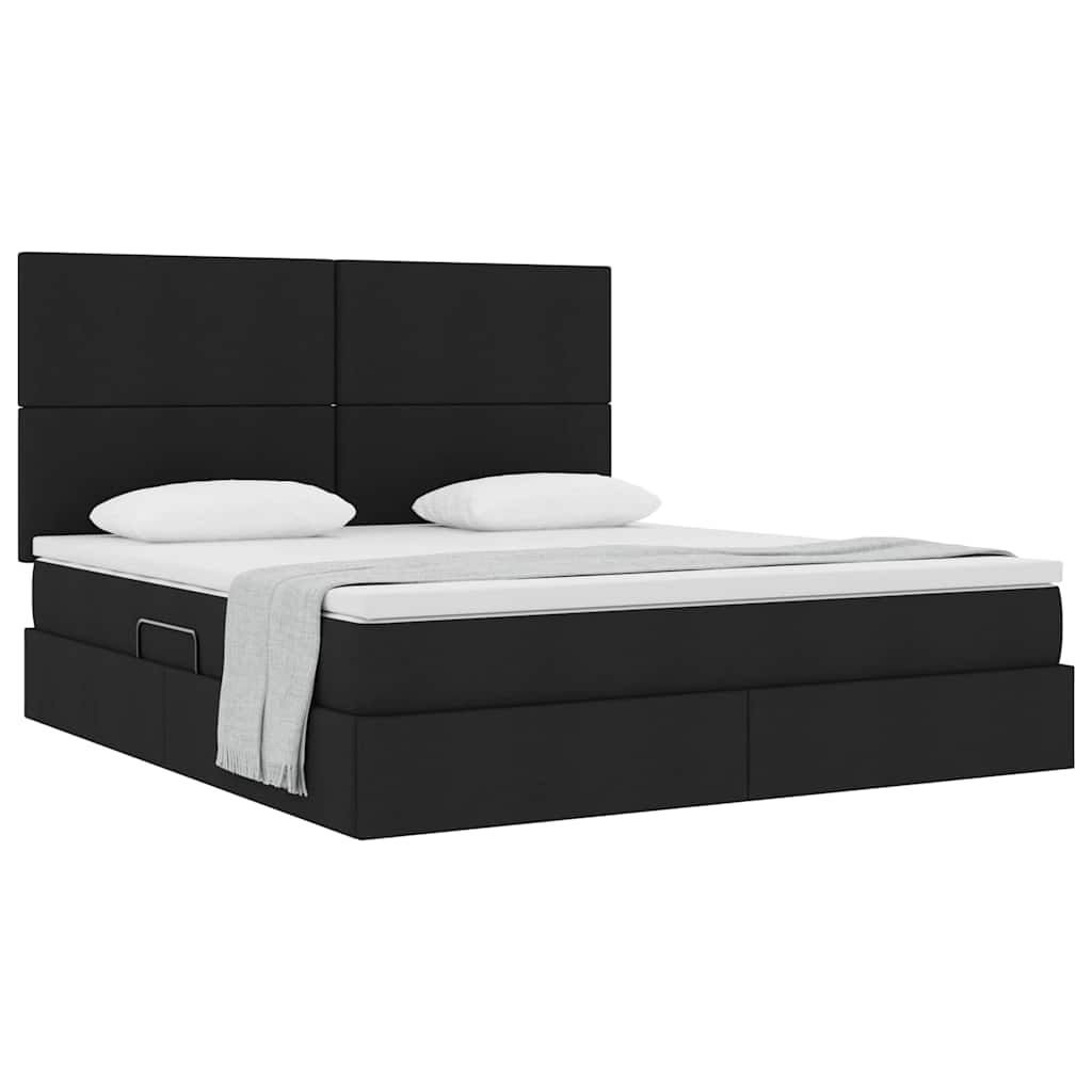 vidaXL Aufbewahrungsbett mit Matratze Schwarz 180 x 200 cm Polyester