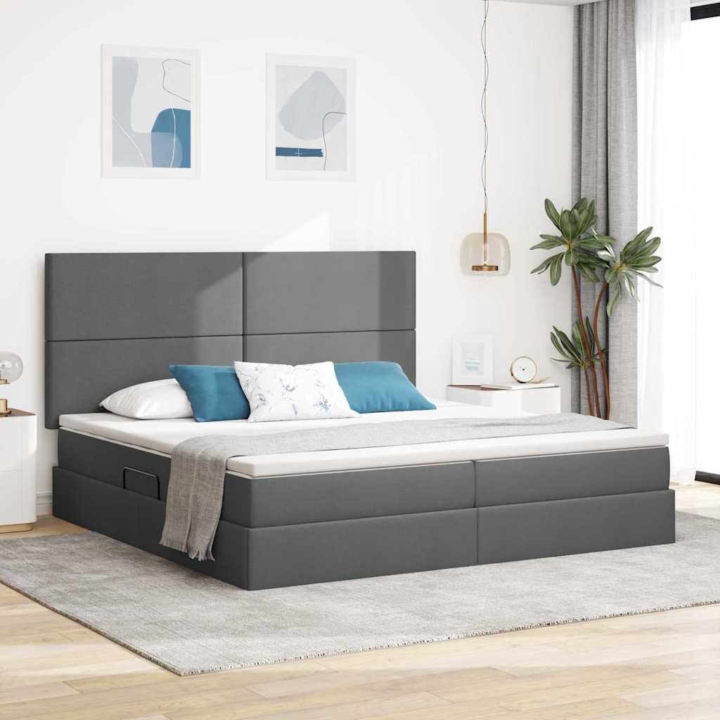 vidaXL Aufbewahrungsbett mit Matratze Dunkelgrau 200 x 200 cm