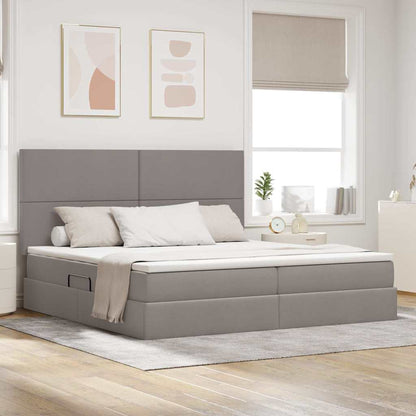 vidaXL Aufbewahrungsbett mit Matratze Taupe 200 x 200 cm Polyester