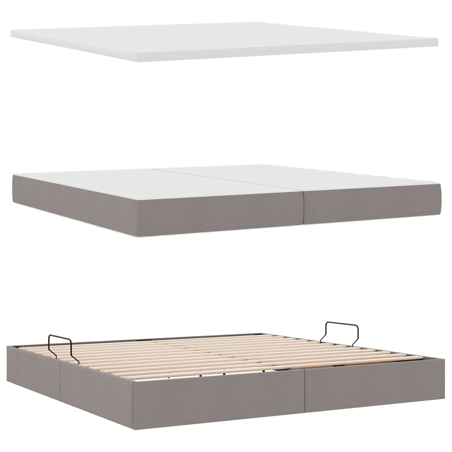 vidaXL Aufbewahrungsbett mit Matratze Taupe 200 x 200 cm Polyester