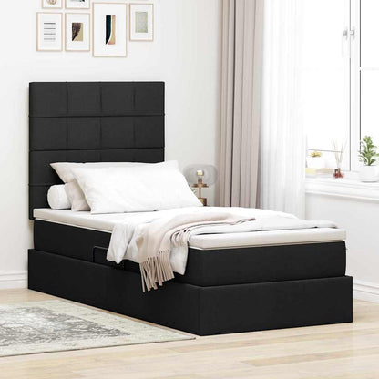 vidaXL Aufbewahrungsbett mit Matratze Schwarz 90 x 200 cm Polyester