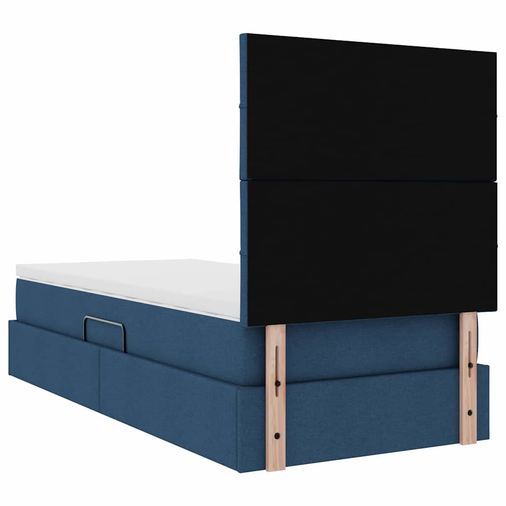 vidaXL Aufbewahrungsbett mit Matratze Blau 90 x 200 cm Polyester